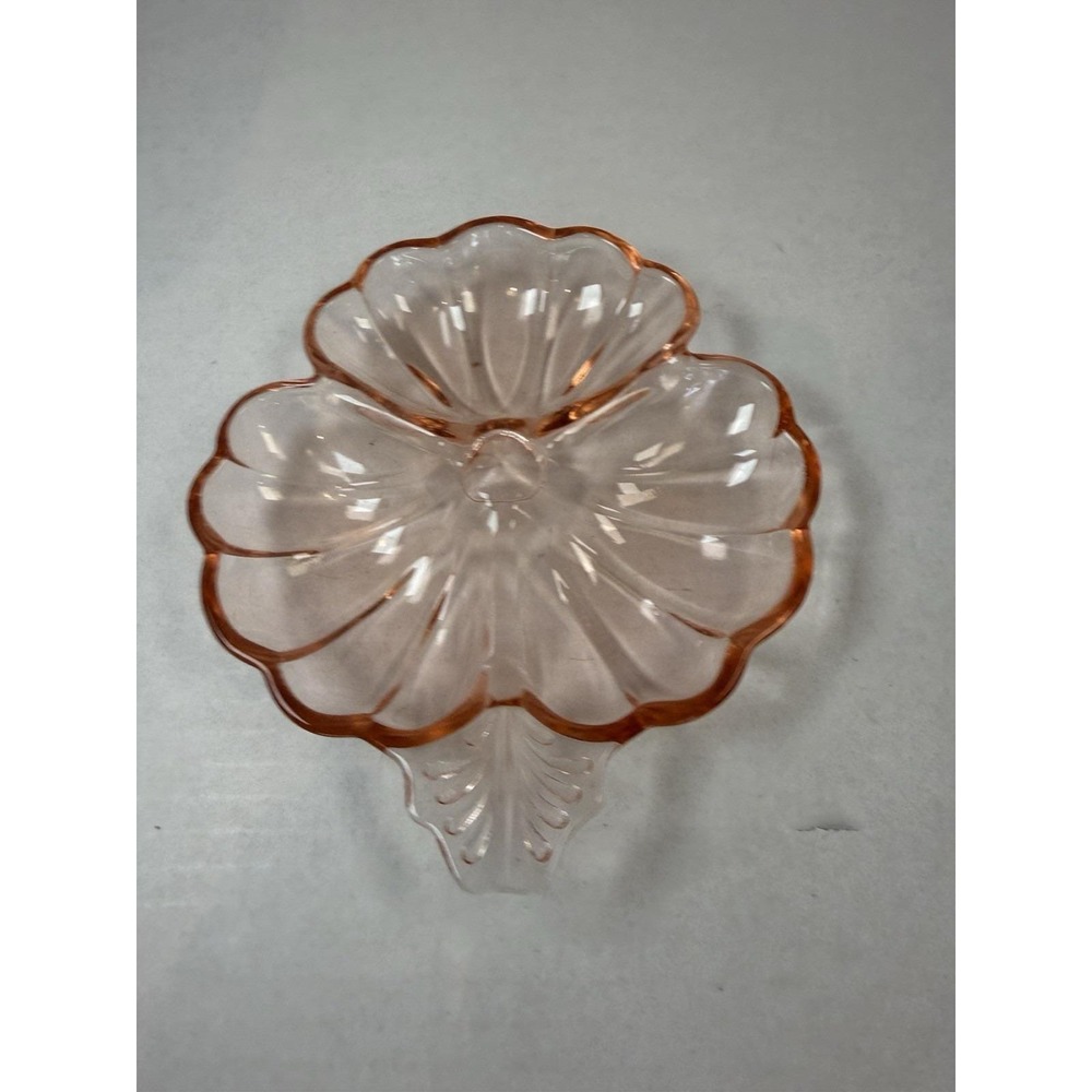 Jeannette Pink Doric Clover Candy Trinket Dish Mid Century Depression Glass